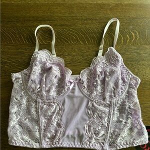 NWT Romwe Lavender Lace Longline Bralette Crop Top‎ L